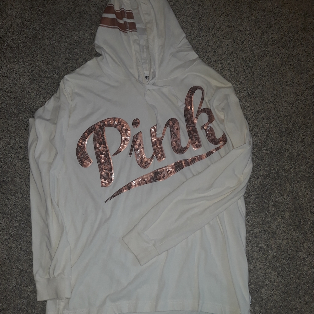 PINK SEQUIN LONG SLEEVED HOODIE
